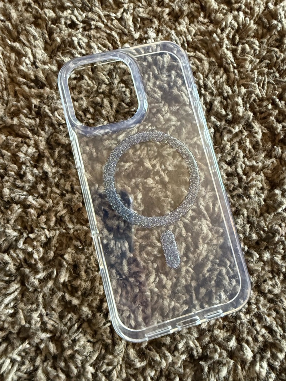Clear Glitter MagSafe-Compatible Phone Case - Transparent/Silver